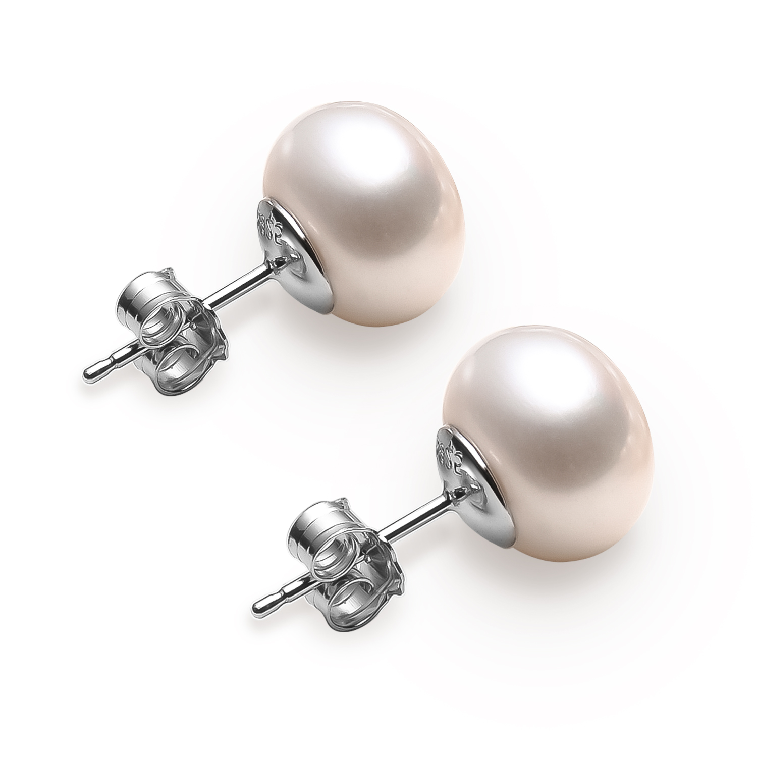 Sterling silver freshwater pearl necklace set with matching bracelet and stud earrings, classic style