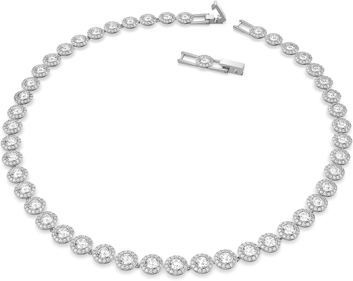 Gold-plated crystal pendant necklace with modern angelic design and cubic zirconia stones