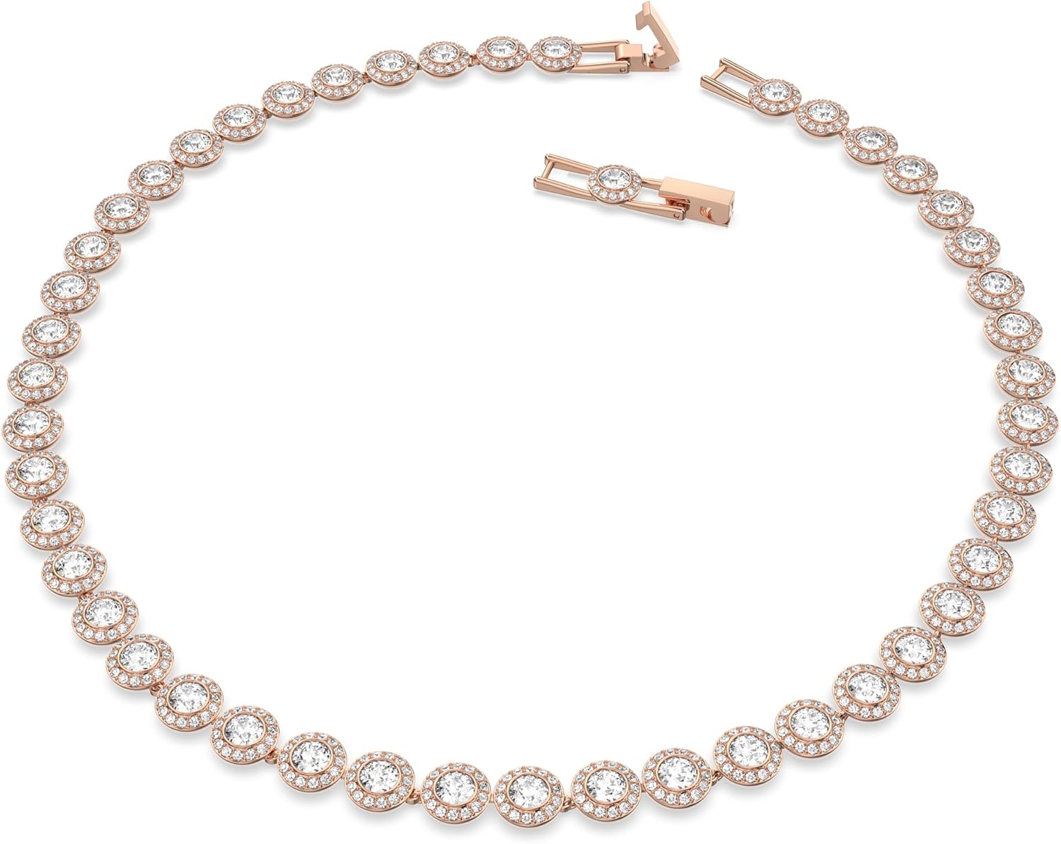 Gold-plated crystal pendant necklace with modern angelic design and cubic zirconia stones