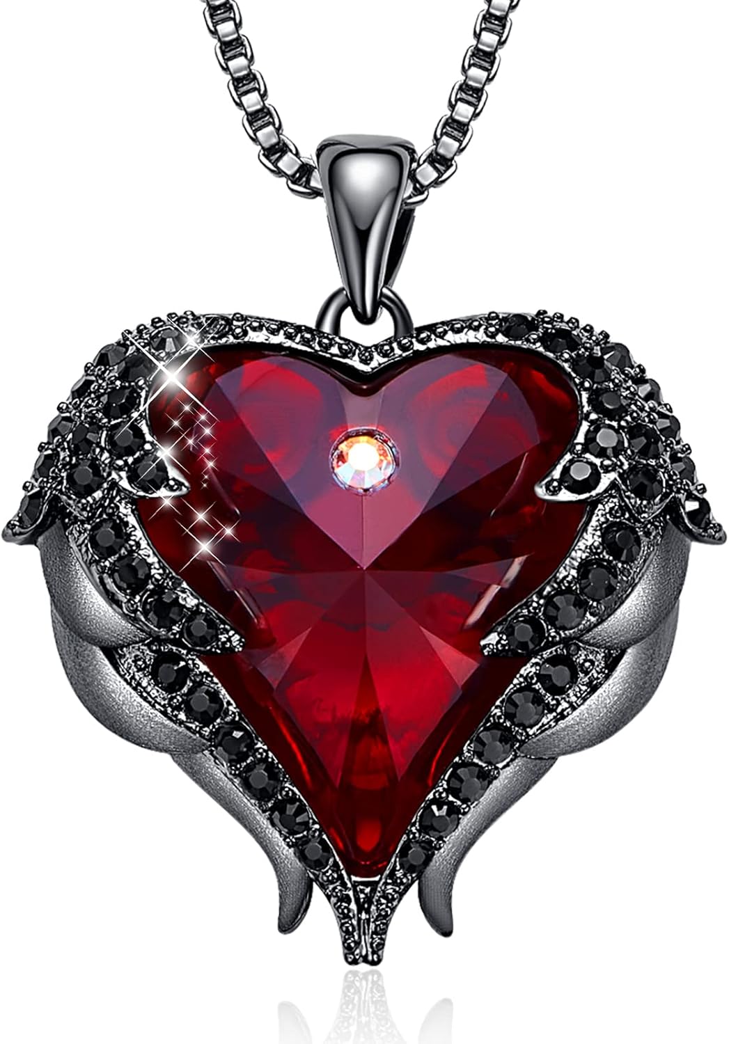 Sterling silver and gold-plated angel wings pendant necklace with birthstone charm, 18-inch chain, romantic gift style