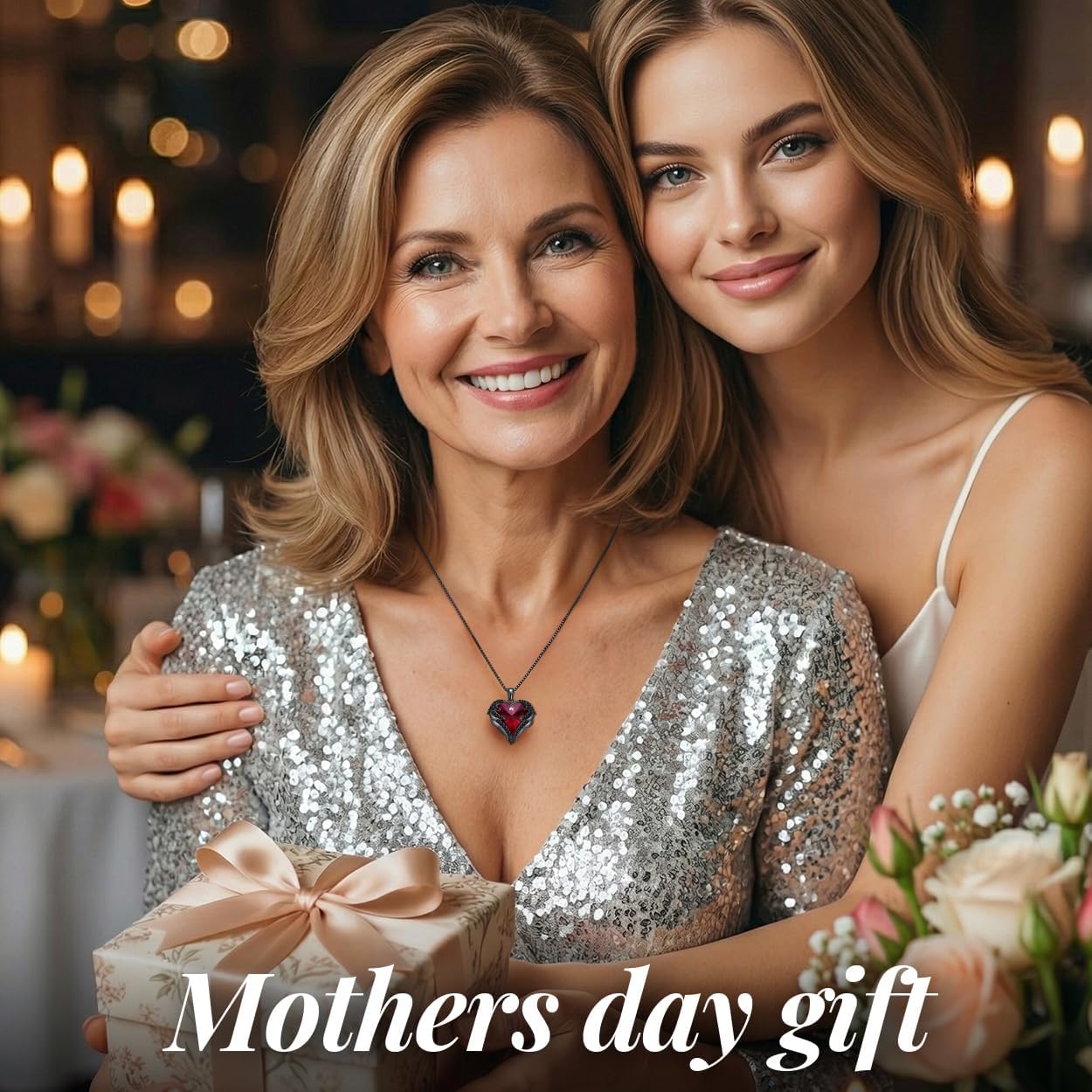 Sterling silver and gold-plated angel wings pendant necklace with birthstone charm, 18-inch chain, romantic gift style