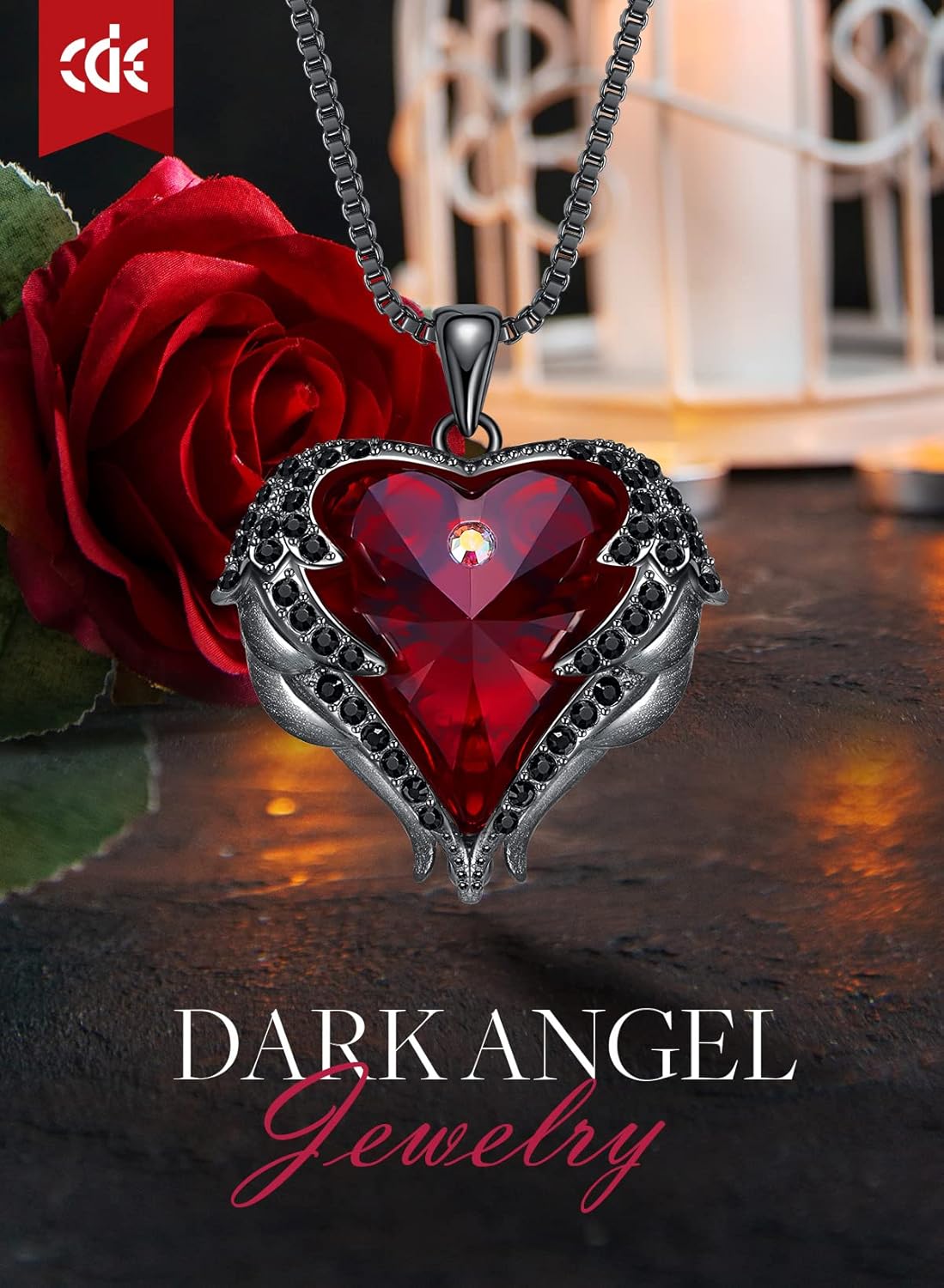 Sterling silver and gold-plated angel wings pendant necklace with birthstone charm, 18-inch chain, romantic gift style