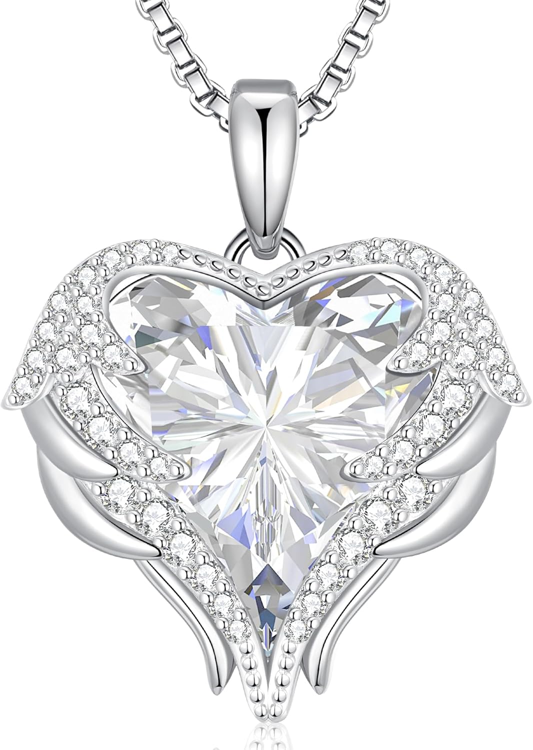 Sterling silver and gold-plated angel wings pendant necklace with birthstone charm, 18-inch chain, romantic gift style
