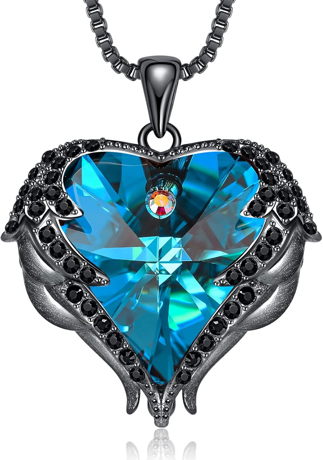 Sterling silver and gold-plated angel wings pendant necklace with birthstone charm, 18-inch chain, romantic gift style