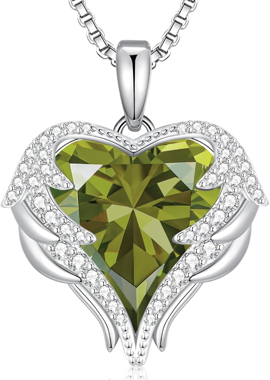 Sterling silver and gold-plated angel wings pendant necklace with birthstone charm, 18-inch chain, romantic gift style