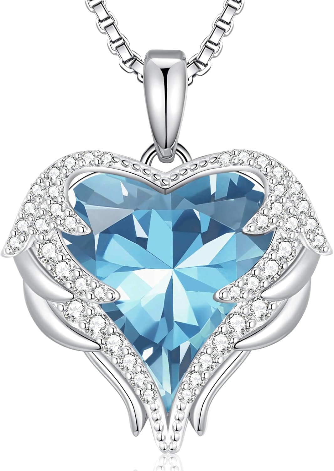 Sterling silver and gold-plated angel wings pendant necklace with birthstone charm, 18-inch chain, romantic gift style