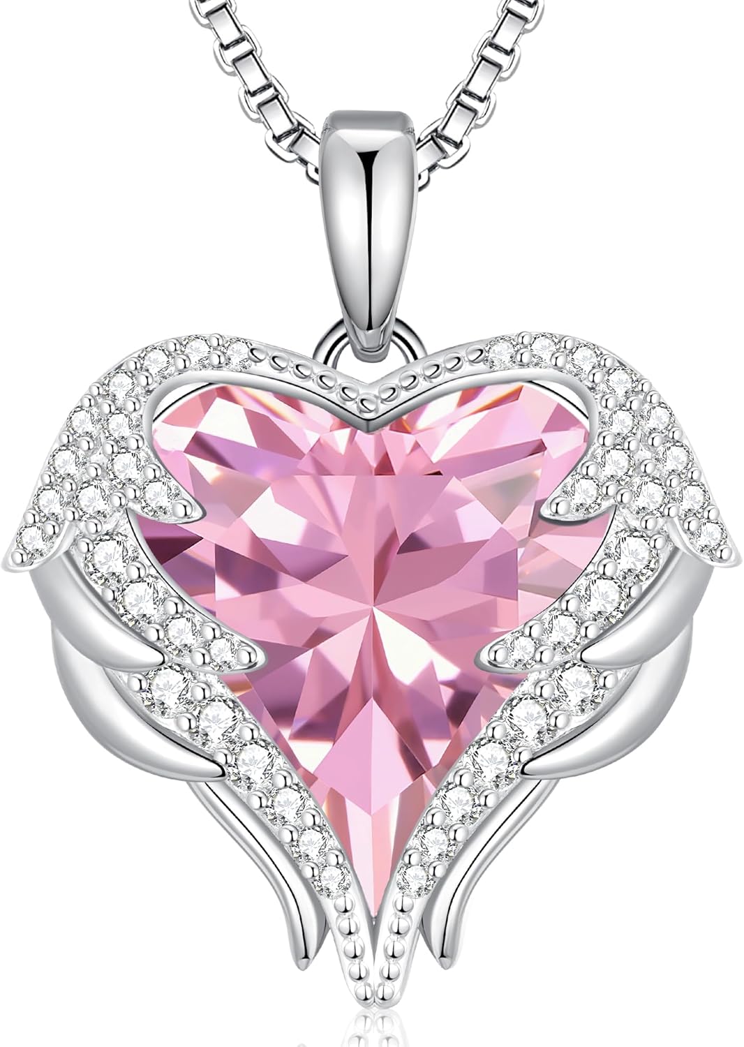 Sterling silver and gold-plated angel wings pendant necklace with birthstone charm, 18-inch chain, romantic gift style
