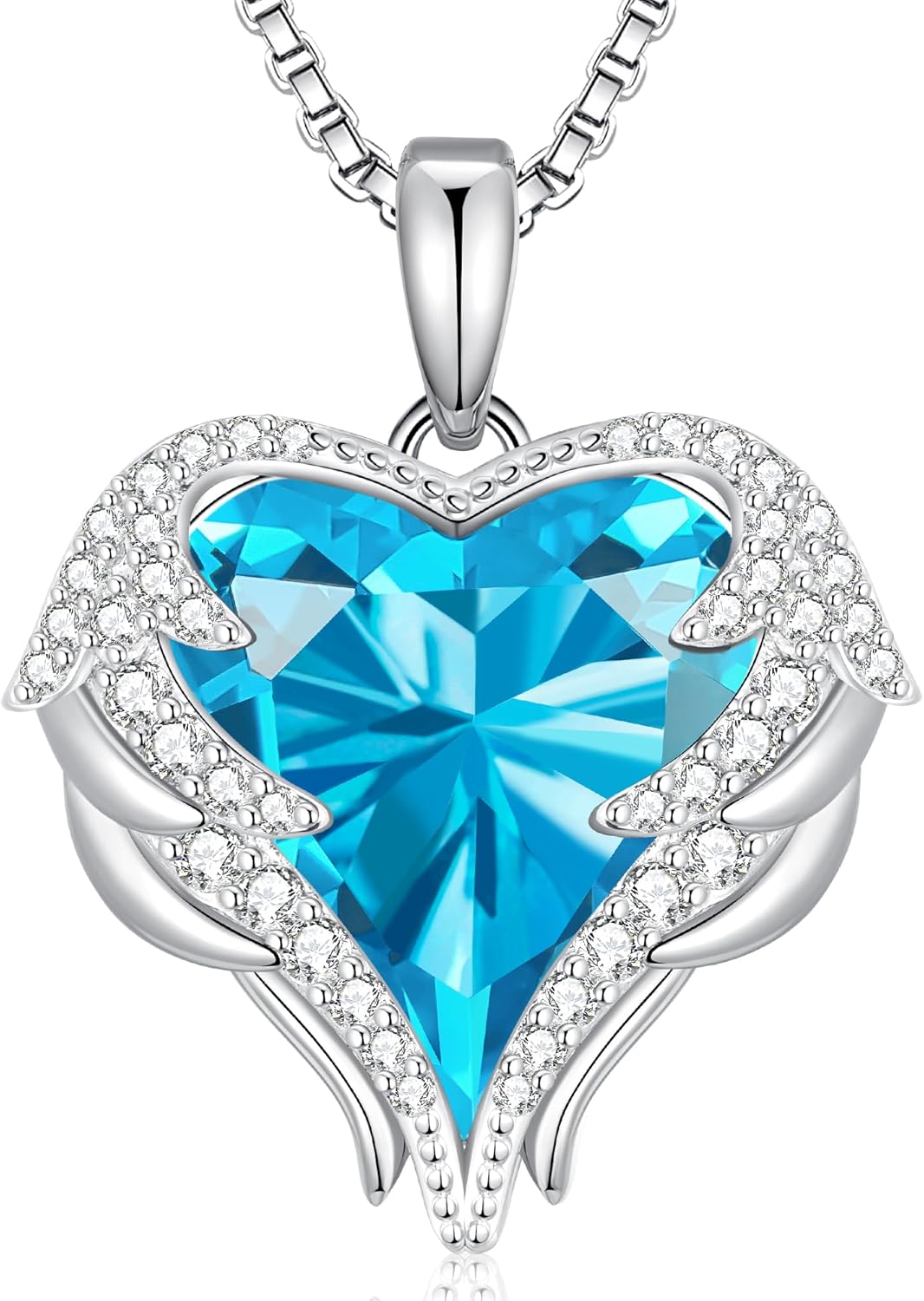 Sterling silver and gold-plated angel wings pendant necklace with birthstone charm, 18-inch chain, romantic gift style