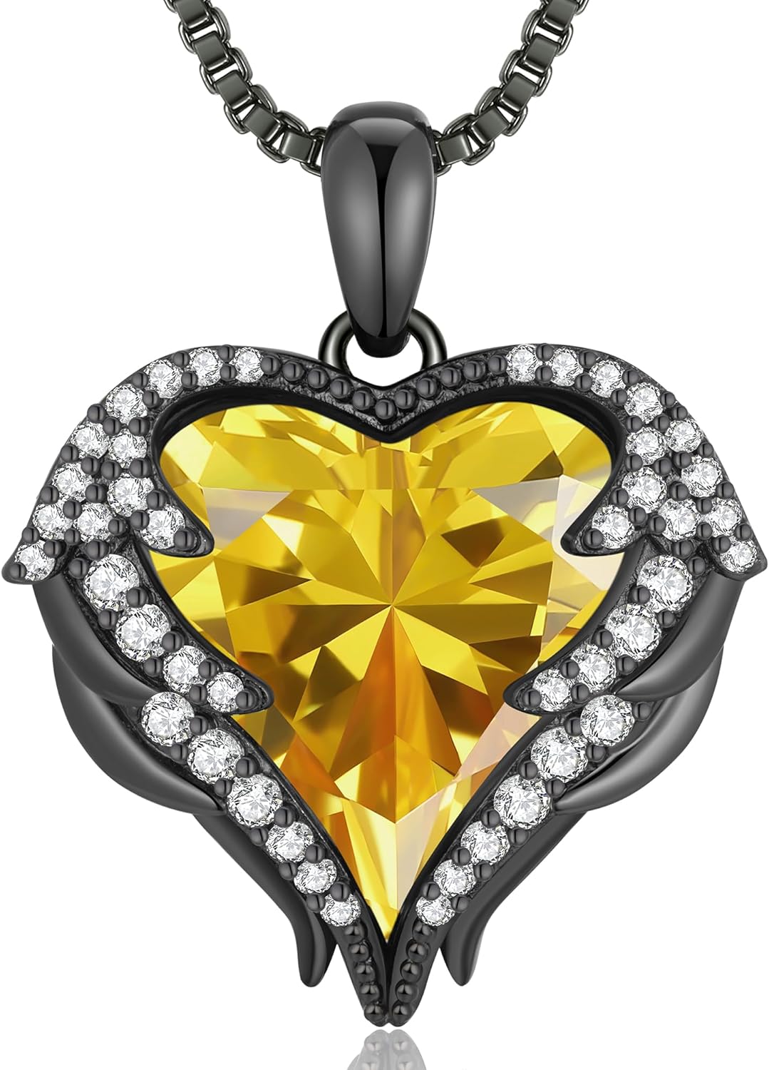 Sterling silver and gold-plated angel wings pendant necklace with birthstone charm, 18-inch chain, romantic gift style