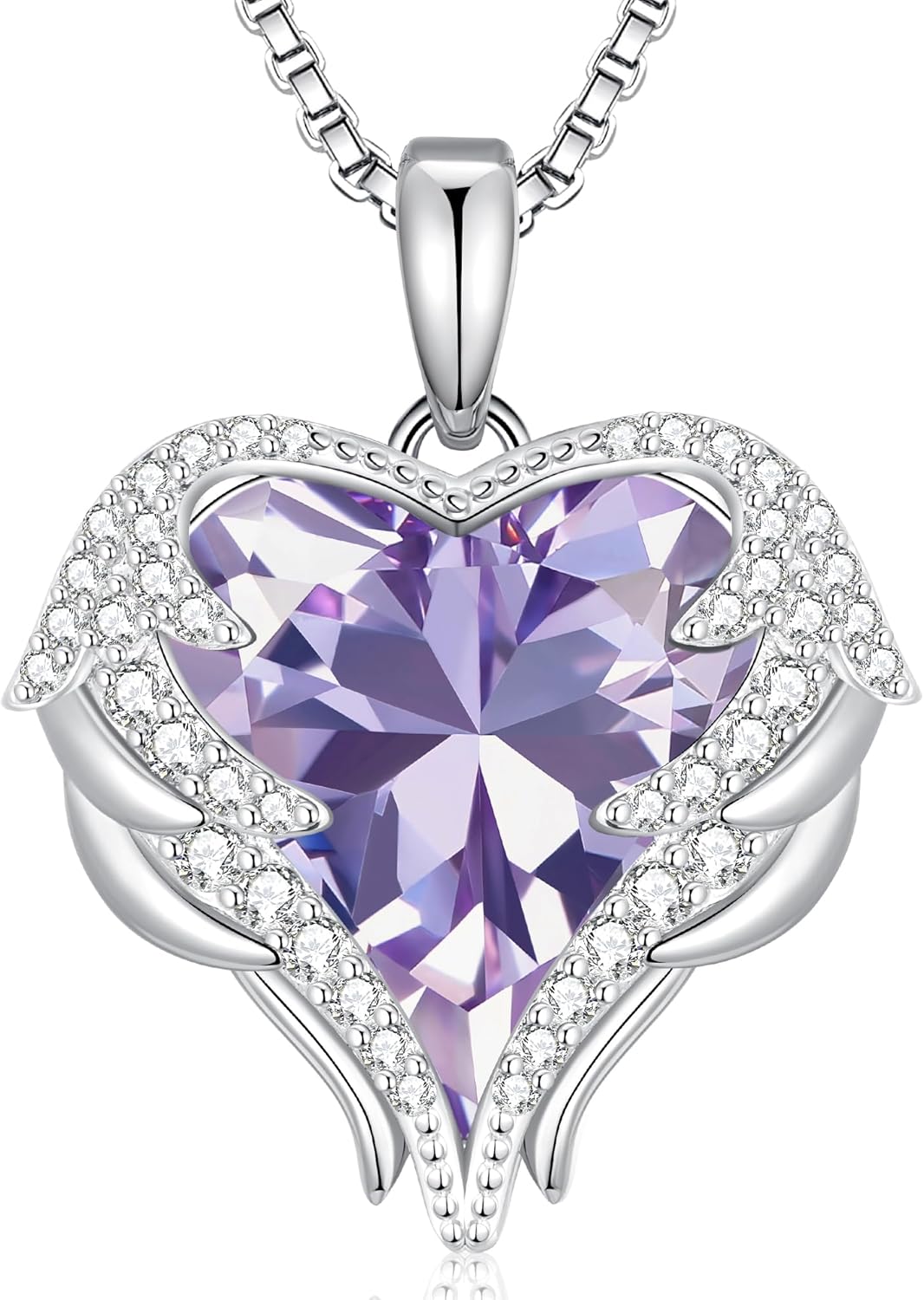 Sterling silver and gold-plated angel wings pendant necklace with birthstone charm, 18-inch chain, romantic gift style