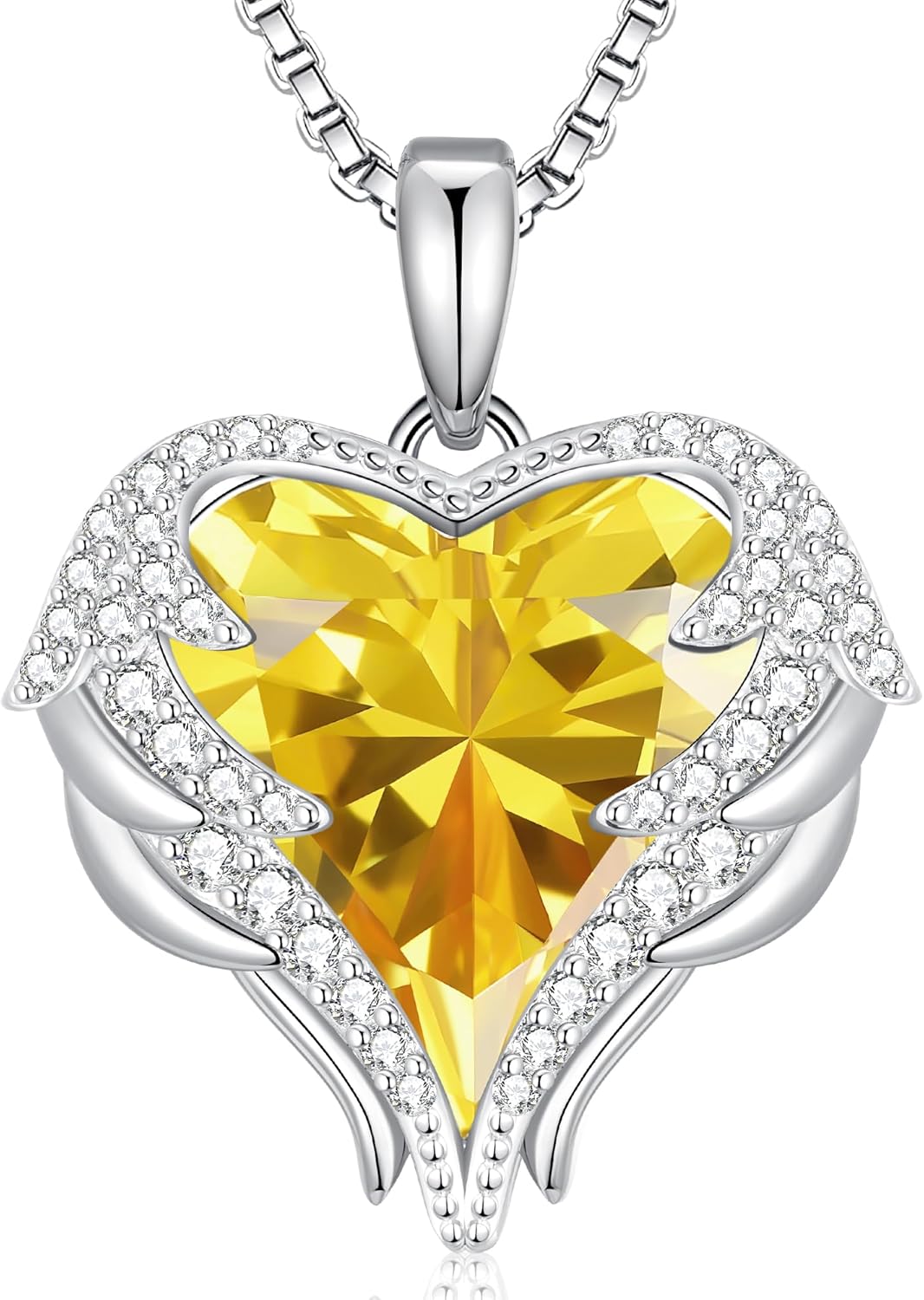 Sterling silver and gold-plated angel wings pendant necklace with birthstone charm, 18-inch chain, romantic gift style