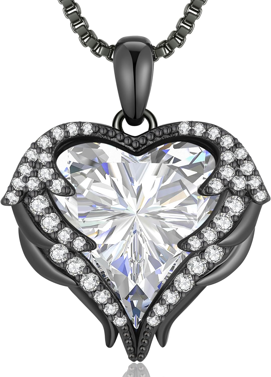Sterling silver and gold-plated angel wings pendant necklace with birthstone charm, 18-inch chain, romantic gift style