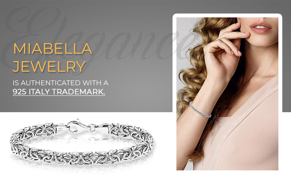 Sterling silver Byzantine chain bracelet with interlocking link design, handmade Italian craftsmanship