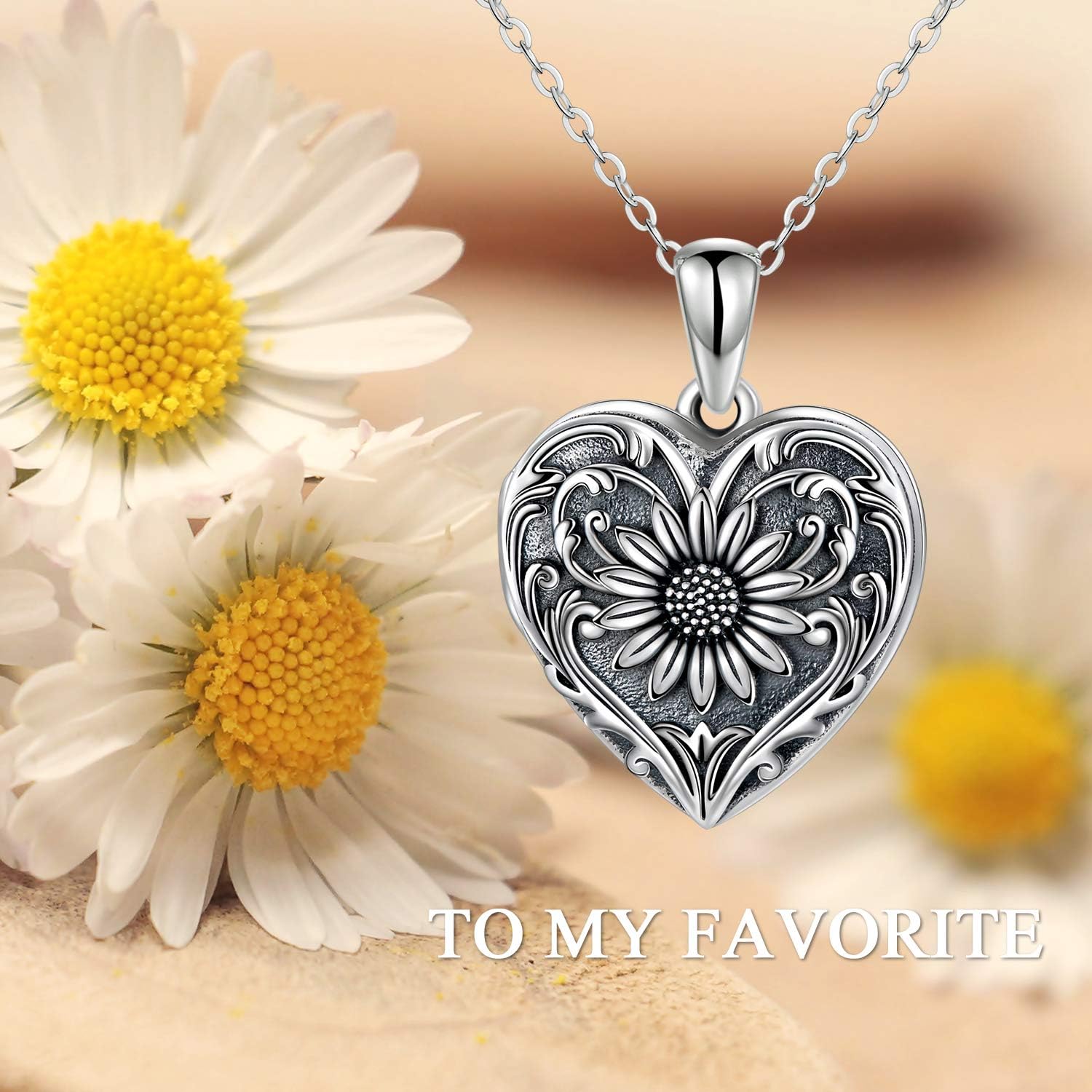 Sterling silver personalized locket necklace with photo compartment, 18-inch chain, romantic memorial pendant