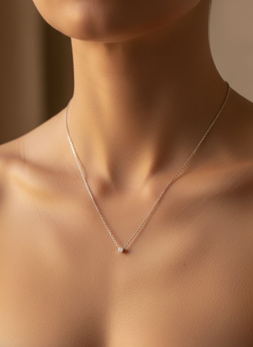 Rhodium-plated angelic crystal pendant necklace with Swarovski stone, 18-inch chain, modern minimalist style