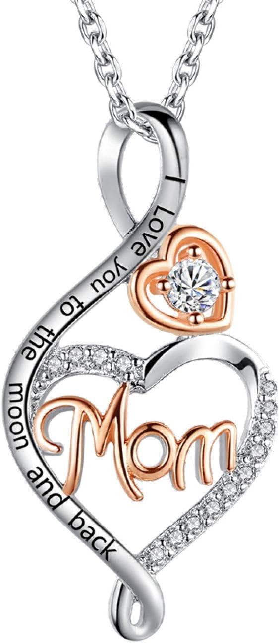 Sterling silver mom necklace pendant, 18 inches, romantic style gift for mother's day