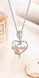 Sterling silver mom necklace pendant, 18 inches, romantic style gift for mother's day