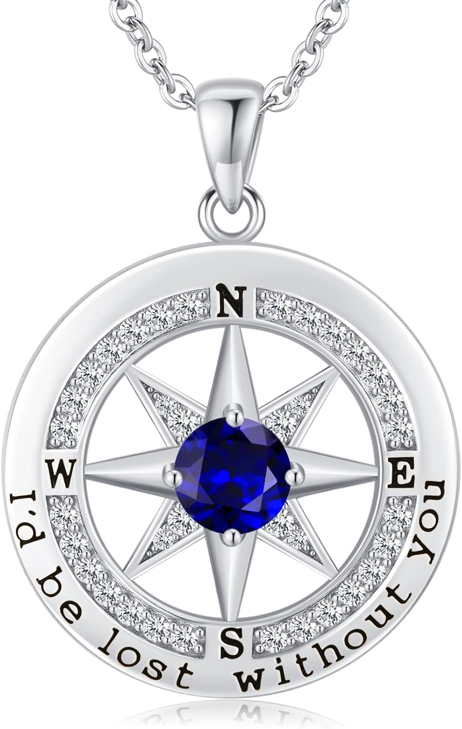 Sterling silver compass pendant necklace with 18K gold plating, 18 inch chain, romantic gift for women