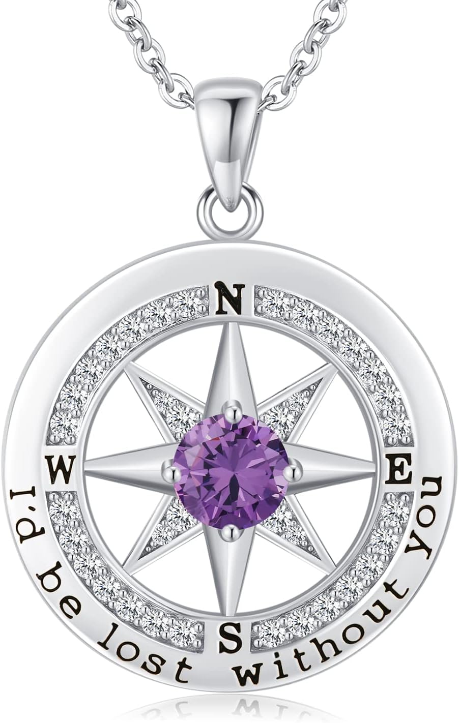 Sterling silver compass pendant necklace with 18K gold plating, 18 inch chain, romantic gift for women