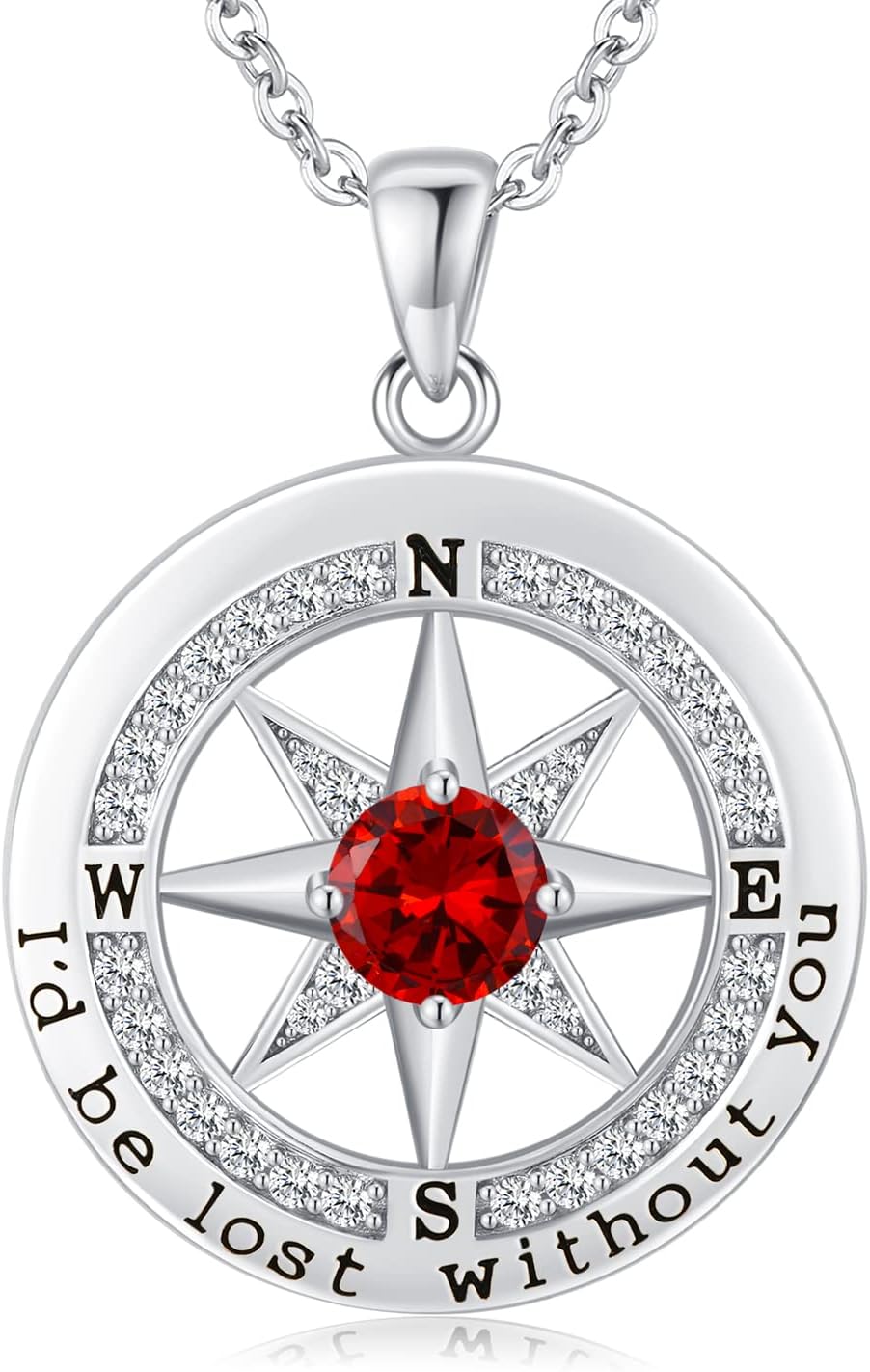 Sterling silver compass pendant necklace with 18K gold plating, 18 inch chain, romantic gift for women