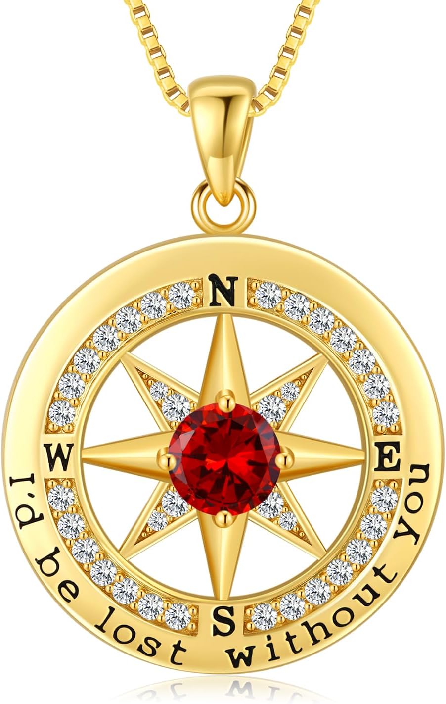 Sterling silver compass pendant necklace with 18K gold plating, 18 inch chain, romantic gift for women
