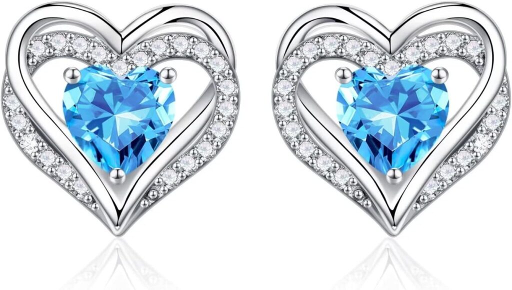 Sterling Silver Heart Stud Earrings for Mother's Day