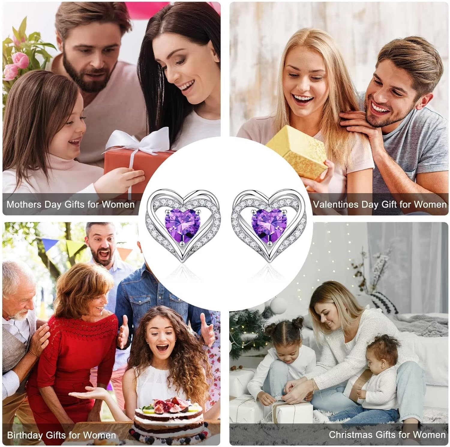 925 sterling silver heart stud earrings with classic polished finish