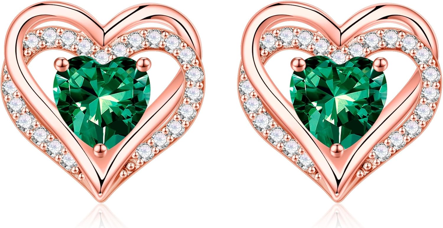 925 sterling silver heart stud earrings with classic polished finish