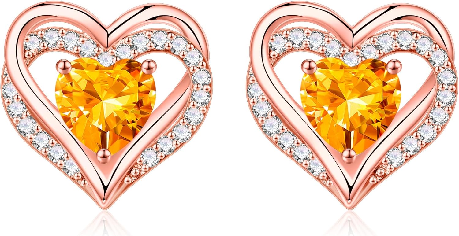 925 sterling silver heart stud earrings with classic polished finish