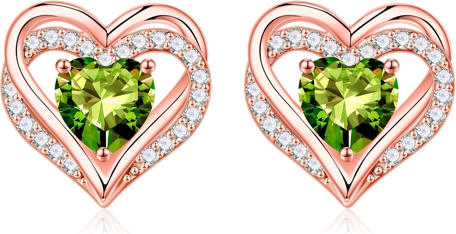 925 sterling silver heart stud earrings with classic polished finish