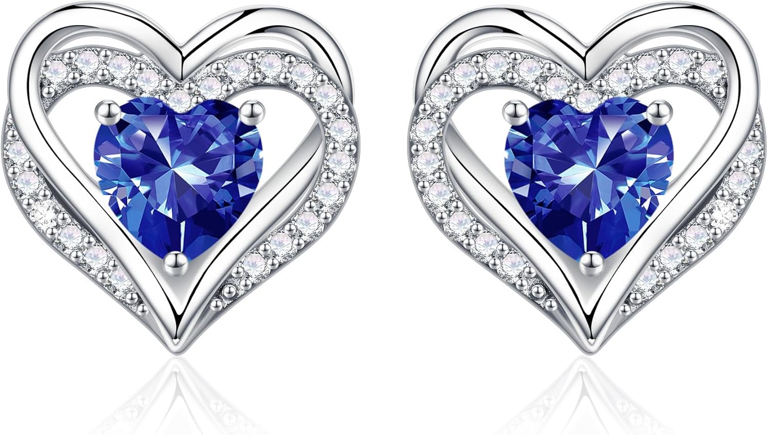 925 sterling silver heart stud earrings with classic polished finish