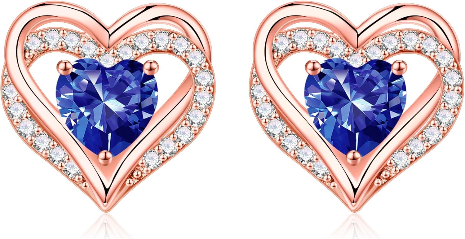 925 sterling silver heart stud earrings with classic polished finish