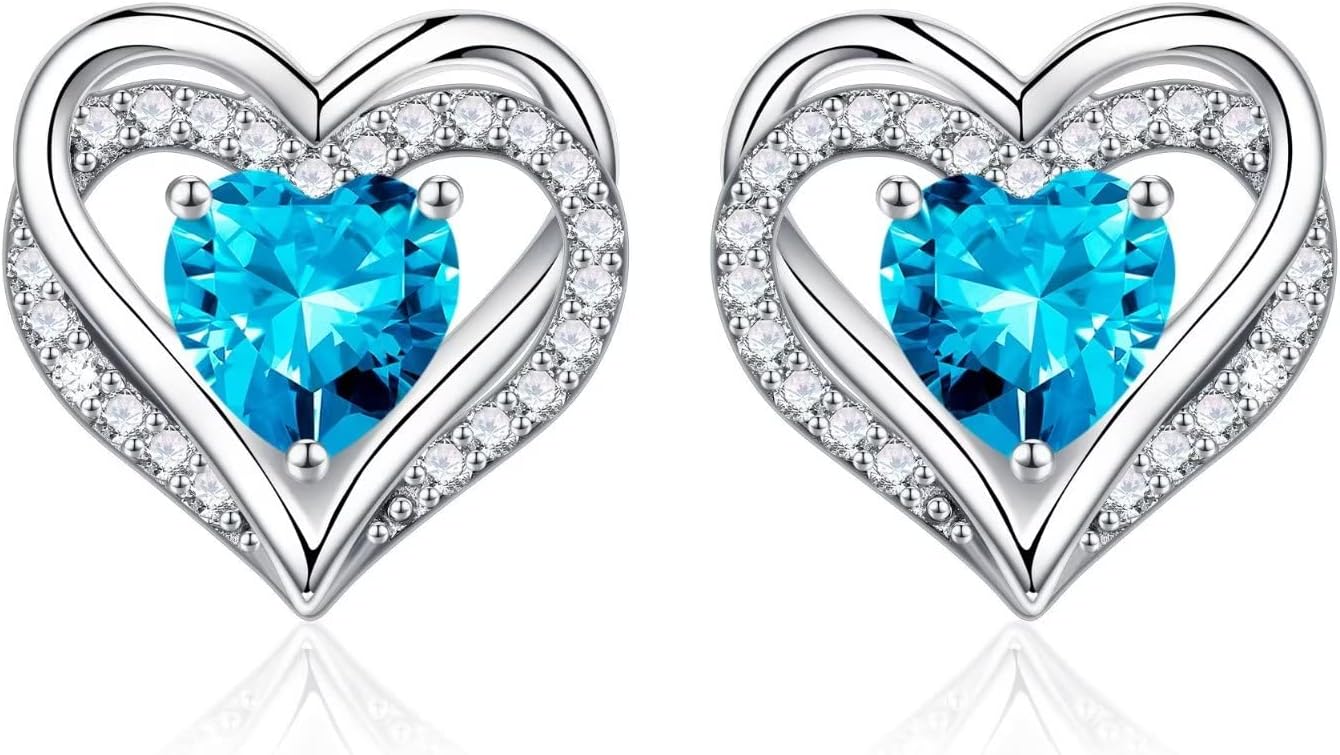 925 sterling silver heart stud earrings with classic polished finish