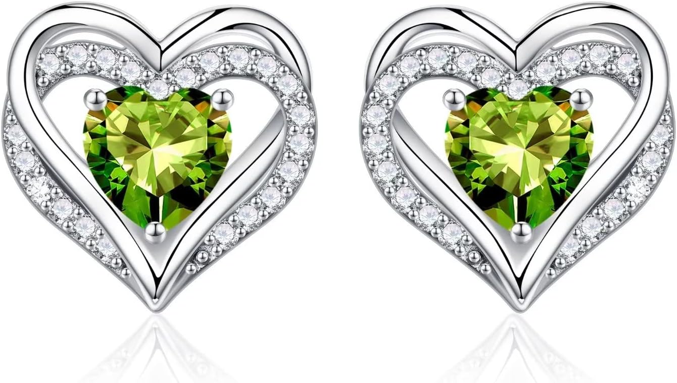 925 sterling silver heart stud earrings with classic polished finish