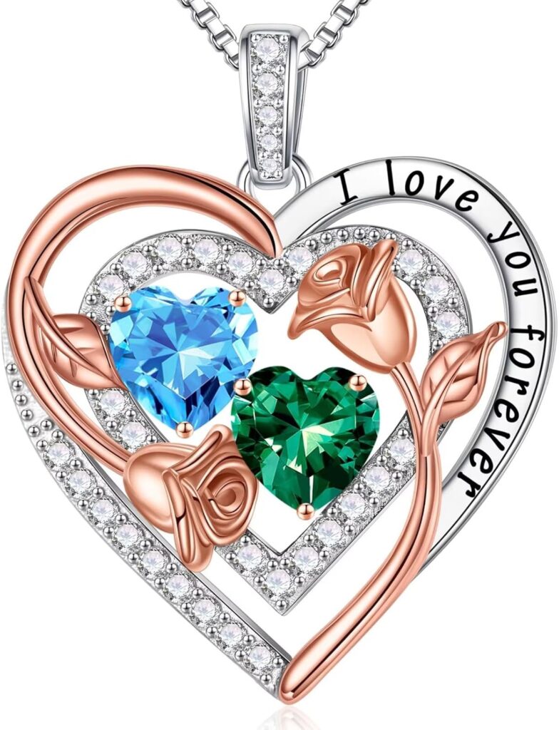 Sterling Silver Birthstone Necklace for Mother's Day