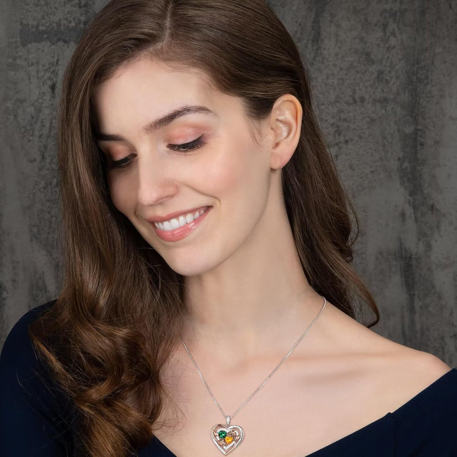 Sterling silver birthstone pendant necklace with romantic charm, 18-inch length