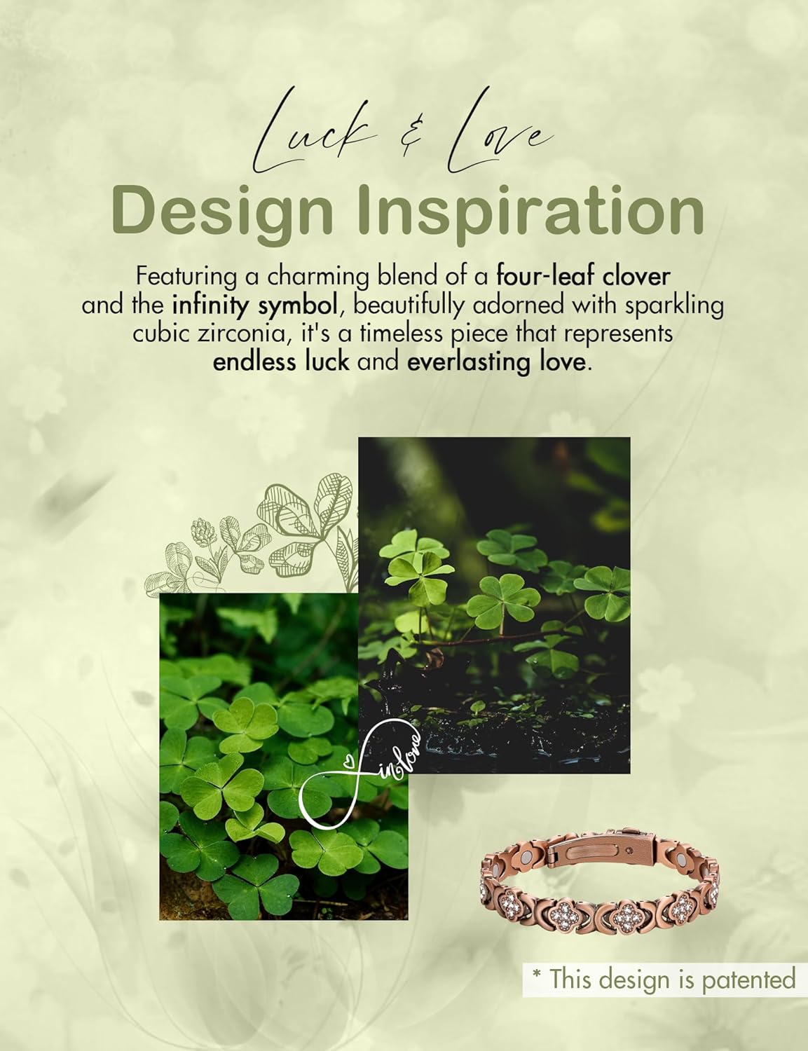 Adjustable pure copper magnetic therapy bracelet with cubic zirconia accents and neodymium magnets