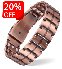 Adjustable pure copper magnetic therapy bracelet with cubic zirconia accents and neodymium magnets