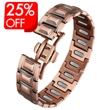Adjustable pure copper magnetic therapy bracelet with cubic zirconia accents and neodymium magnets