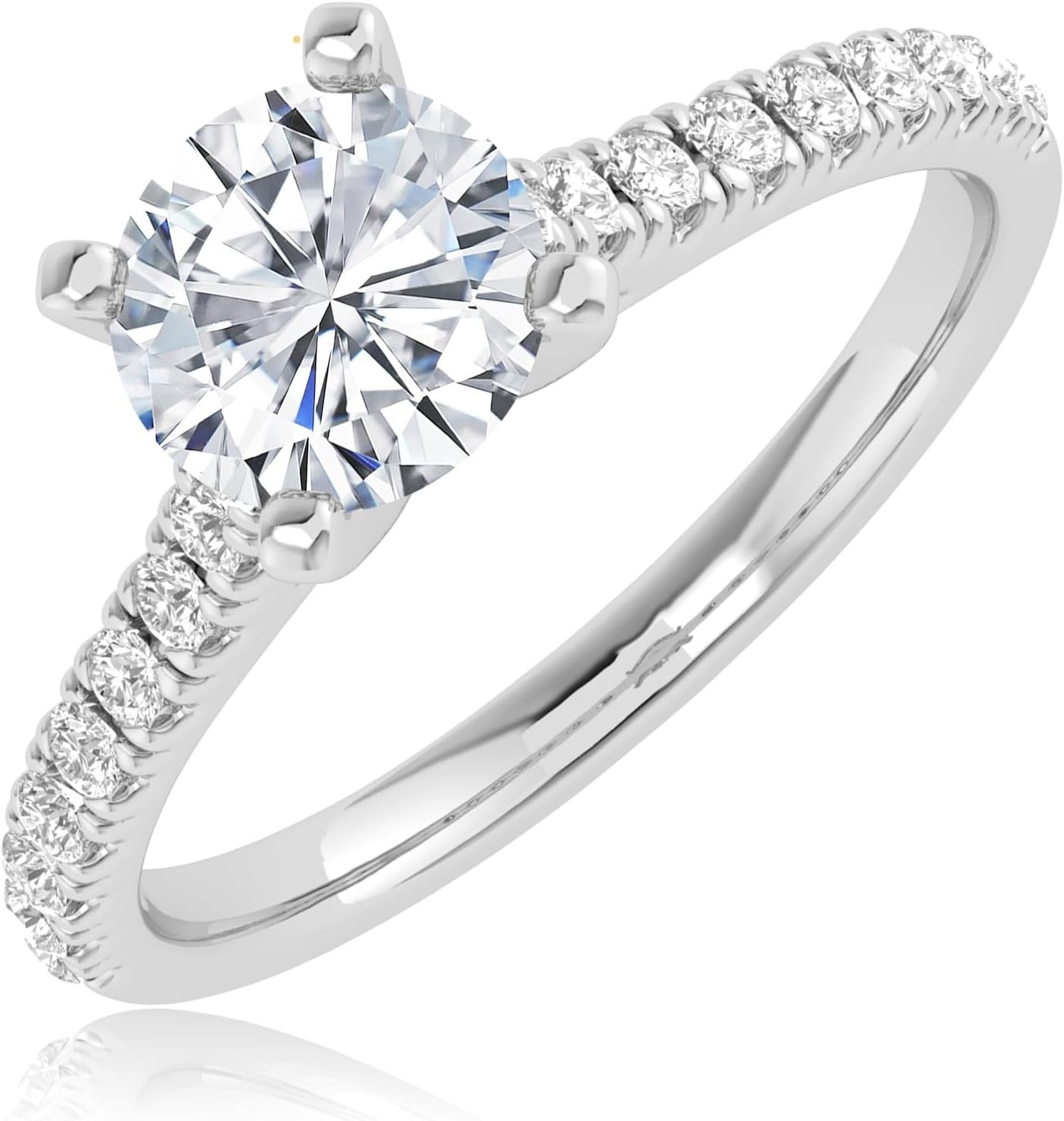 Classic lab-grown diamond solitaire engagement ring in 14k gold with prong setting, round cut diamond