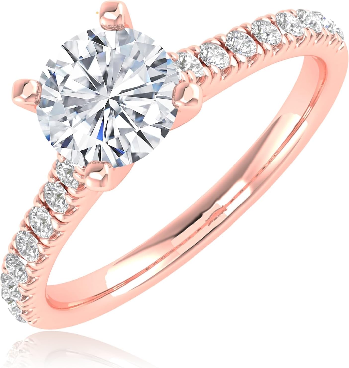 Classic lab-grown diamond solitaire engagement ring in 14k gold with prong setting, round cut diamond