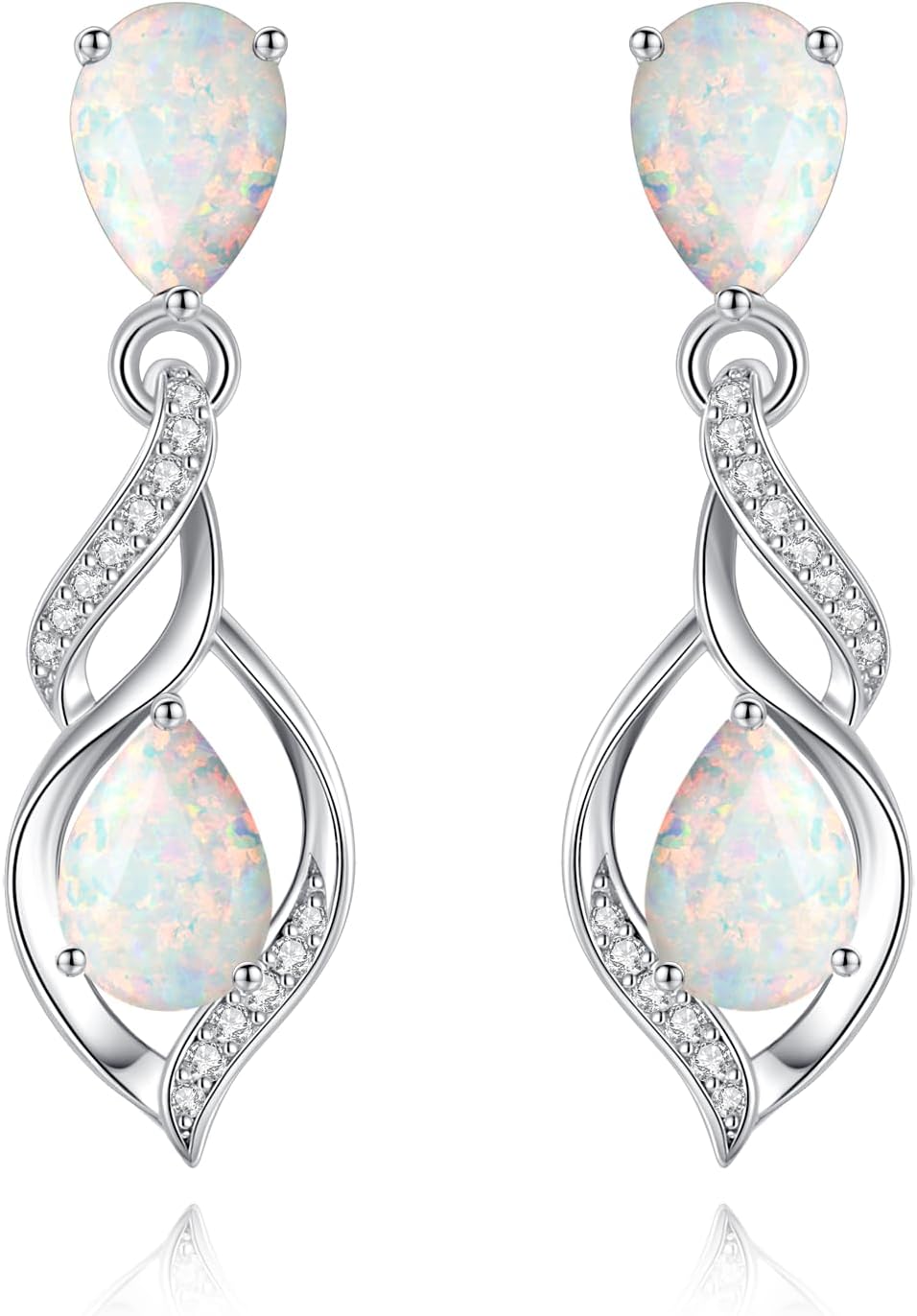 Sterling silver teardrop birthstone earrings with romantic infinity love design for women