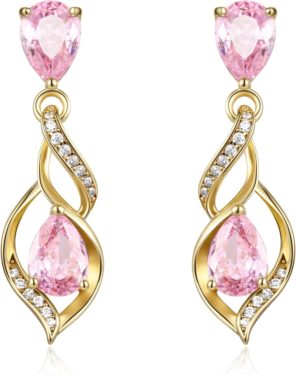Sterling silver teardrop birthstone earrings with romantic infinity love design for women