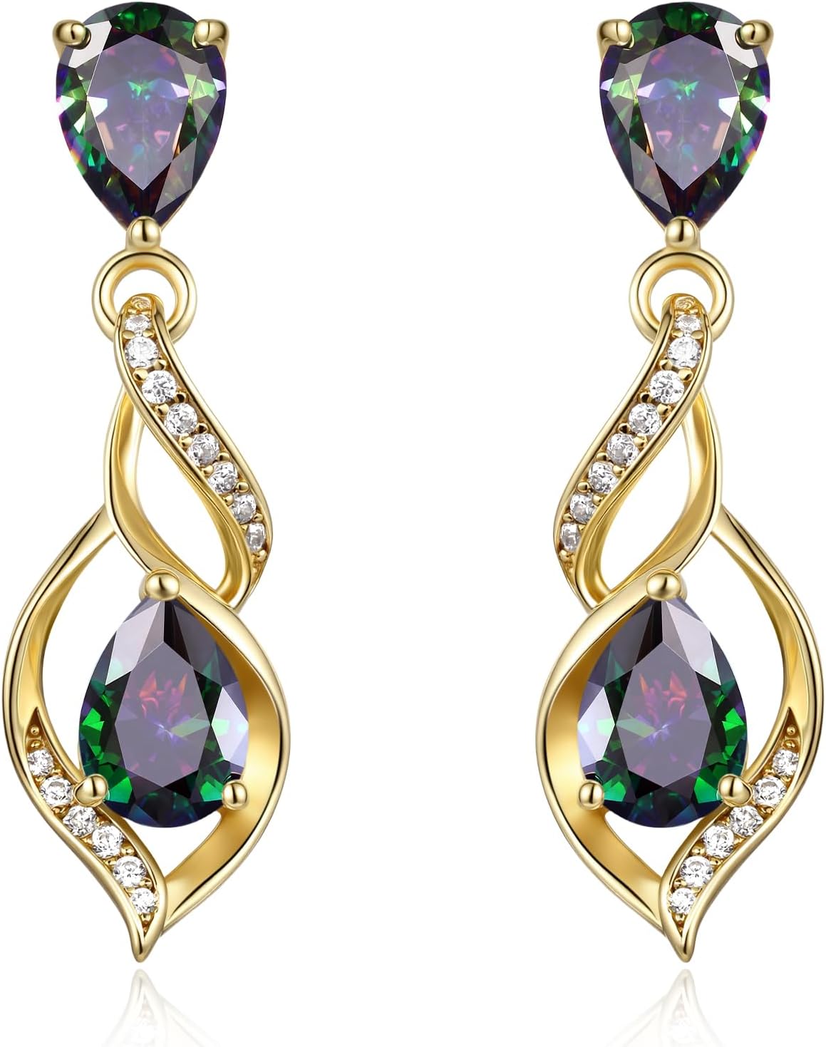 Sterling silver teardrop birthstone earrings with romantic infinity love design for women