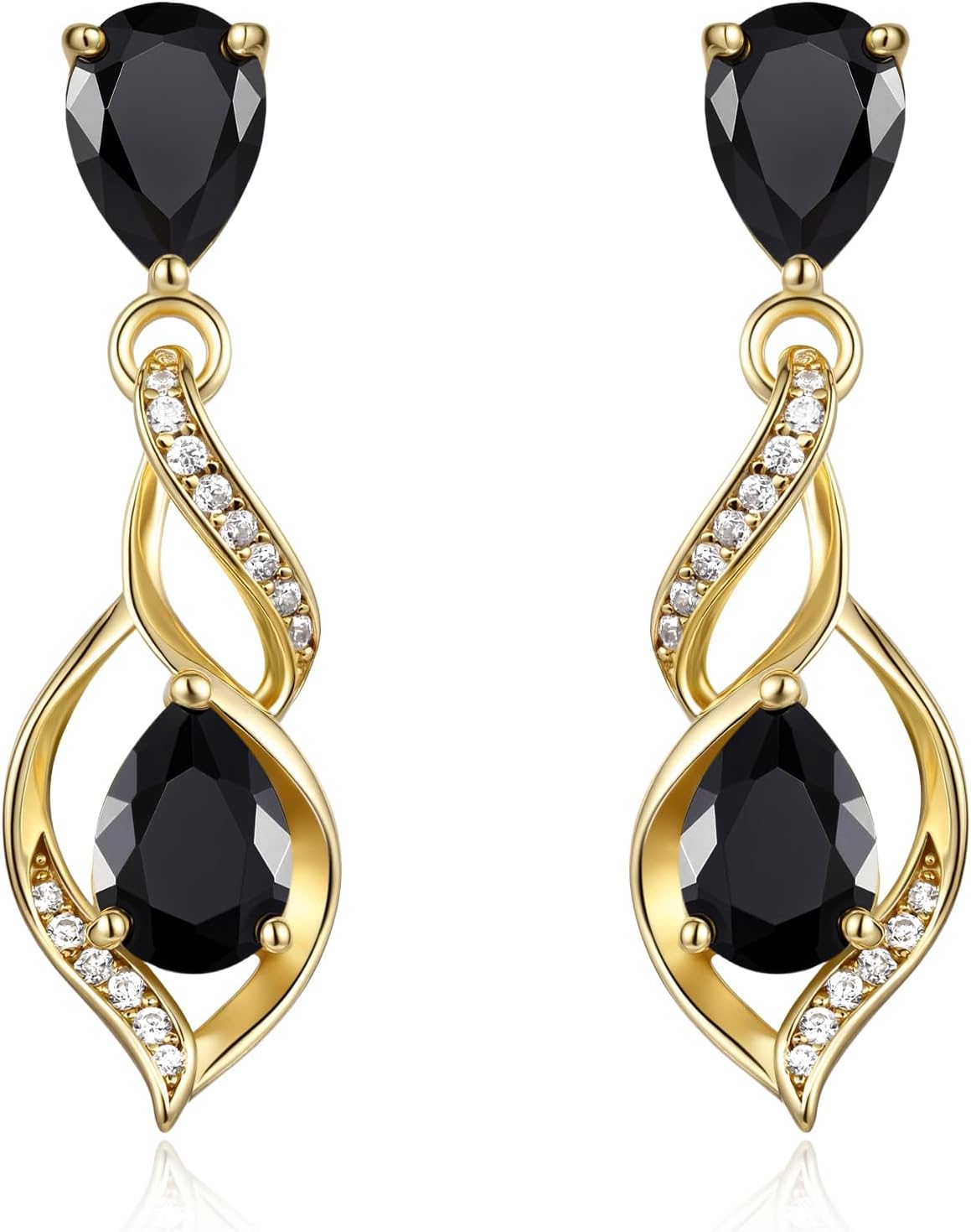 Sterling silver teardrop birthstone earrings with romantic infinity love design for women