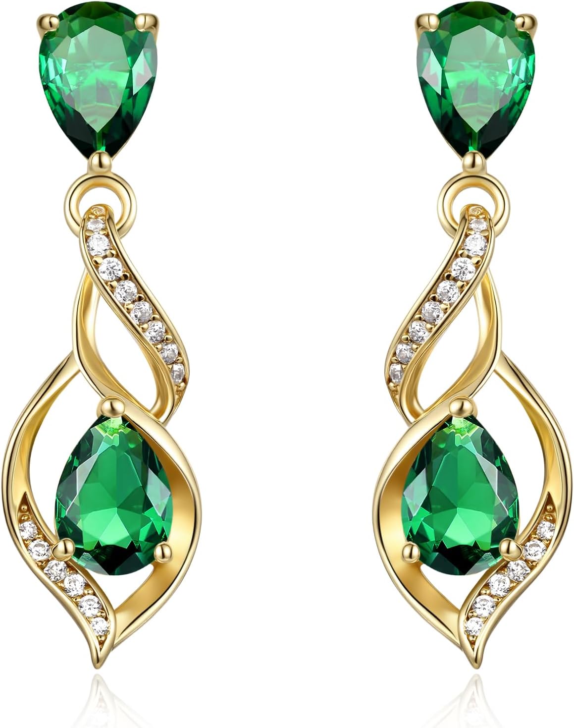 Sterling silver teardrop birthstone earrings with romantic infinity love design for women