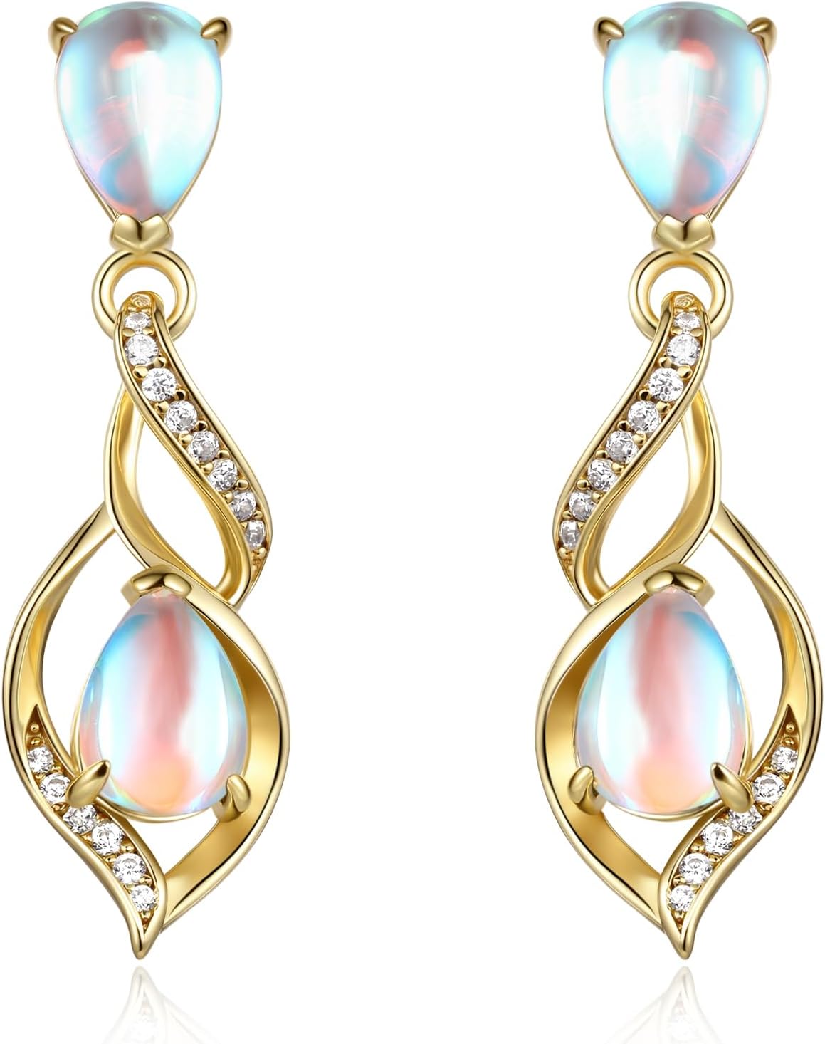 Sterling silver teardrop birthstone earrings with romantic infinity love design for women