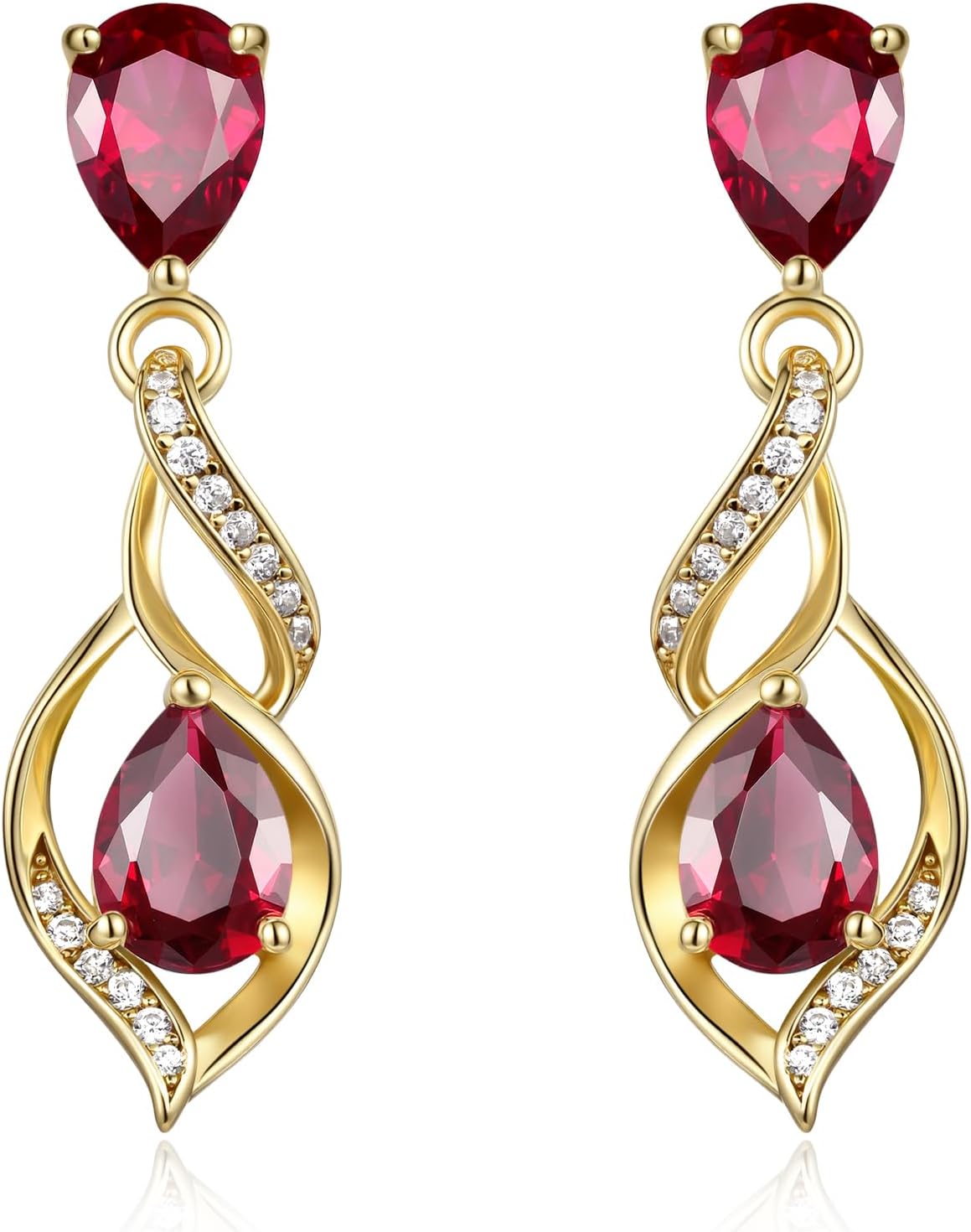 Sterling silver teardrop birthstone earrings with romantic infinity love design for women