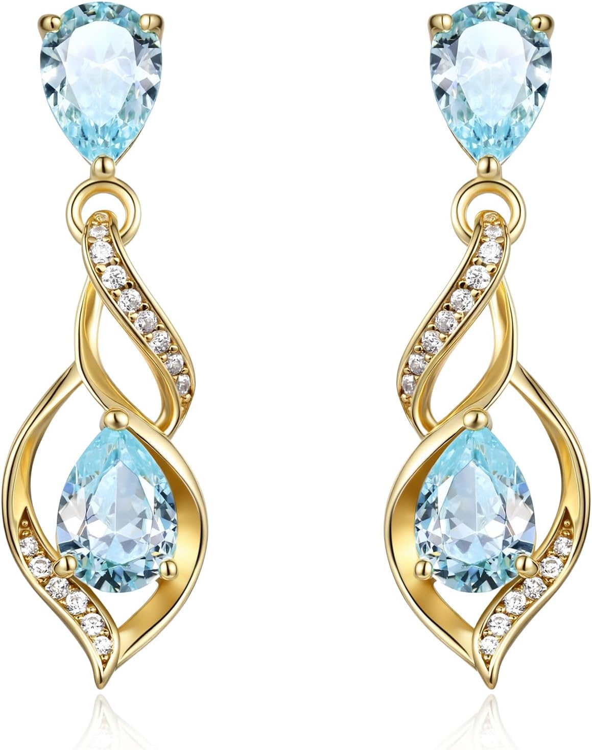 Sterling silver teardrop birthstone earrings with romantic infinity love design for women