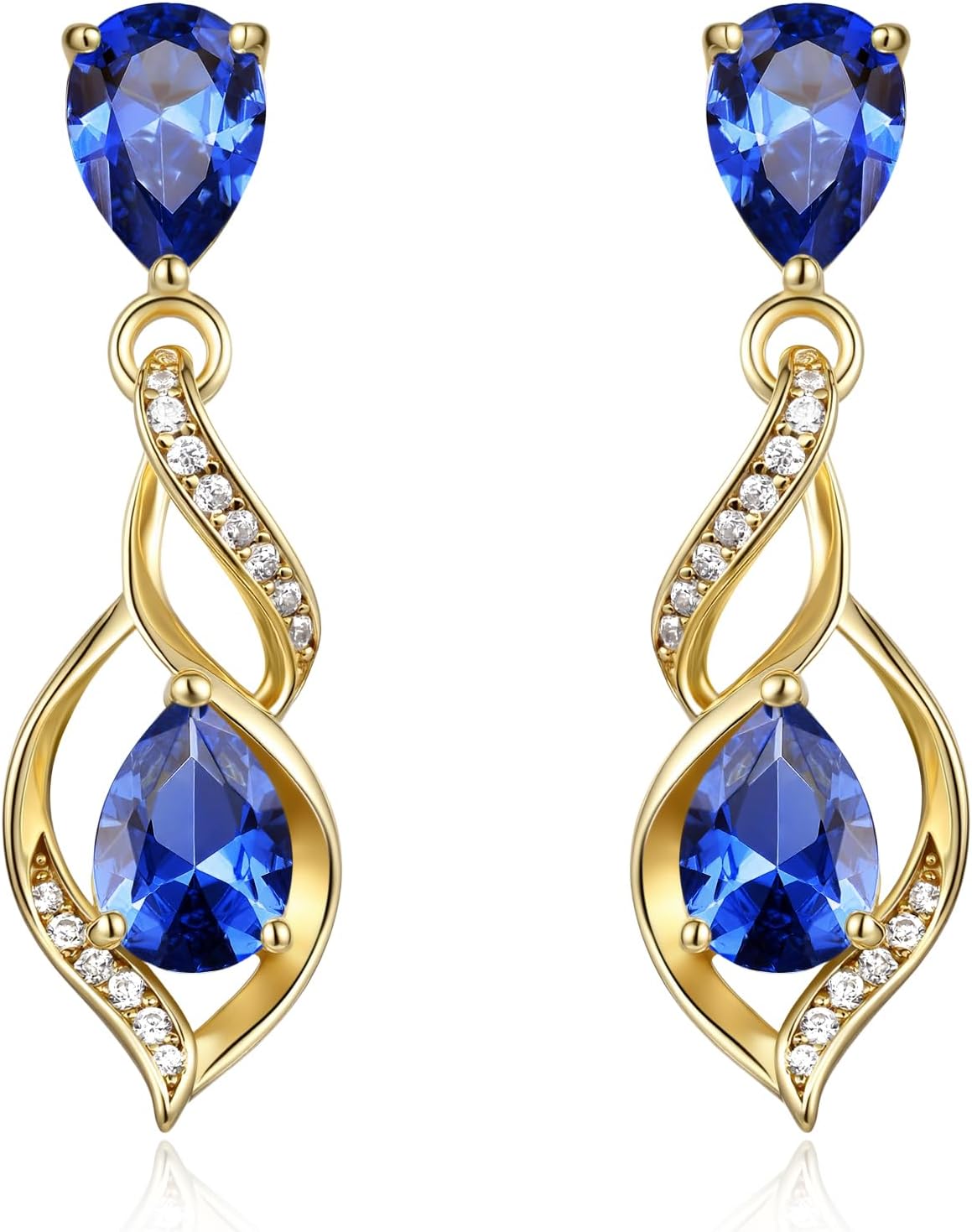 Sterling silver teardrop birthstone earrings with romantic infinity love design for women